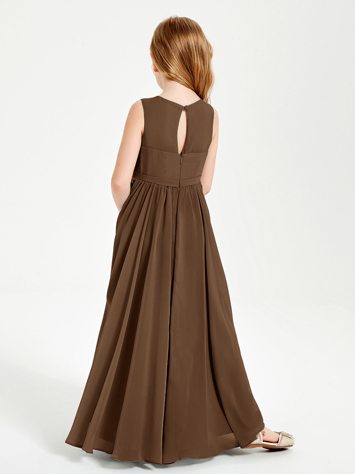 Elegant Sleeveless Junior Bridesmaid Dresses Brown